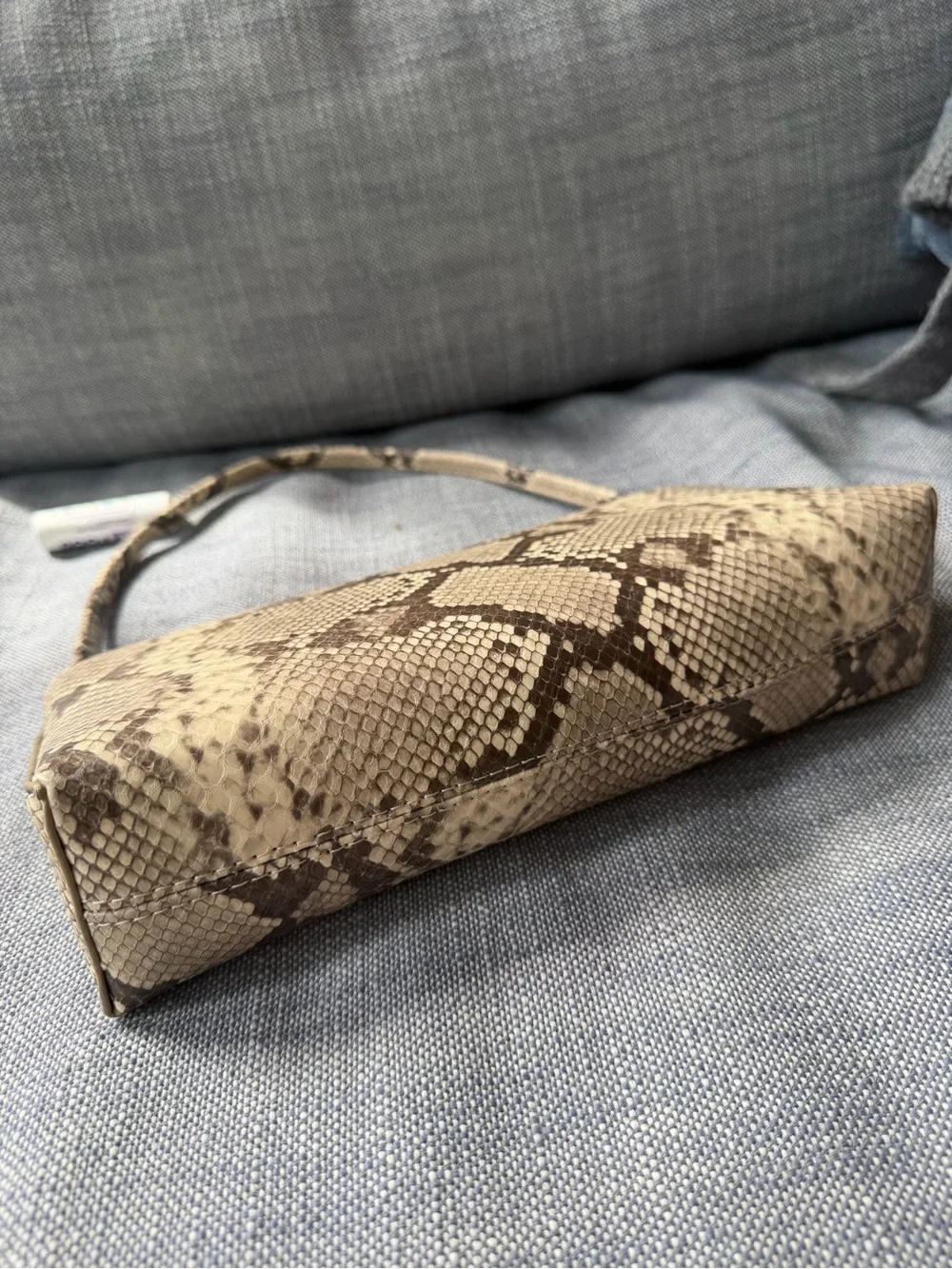 Neutral Snake-Print Shoulder Bag